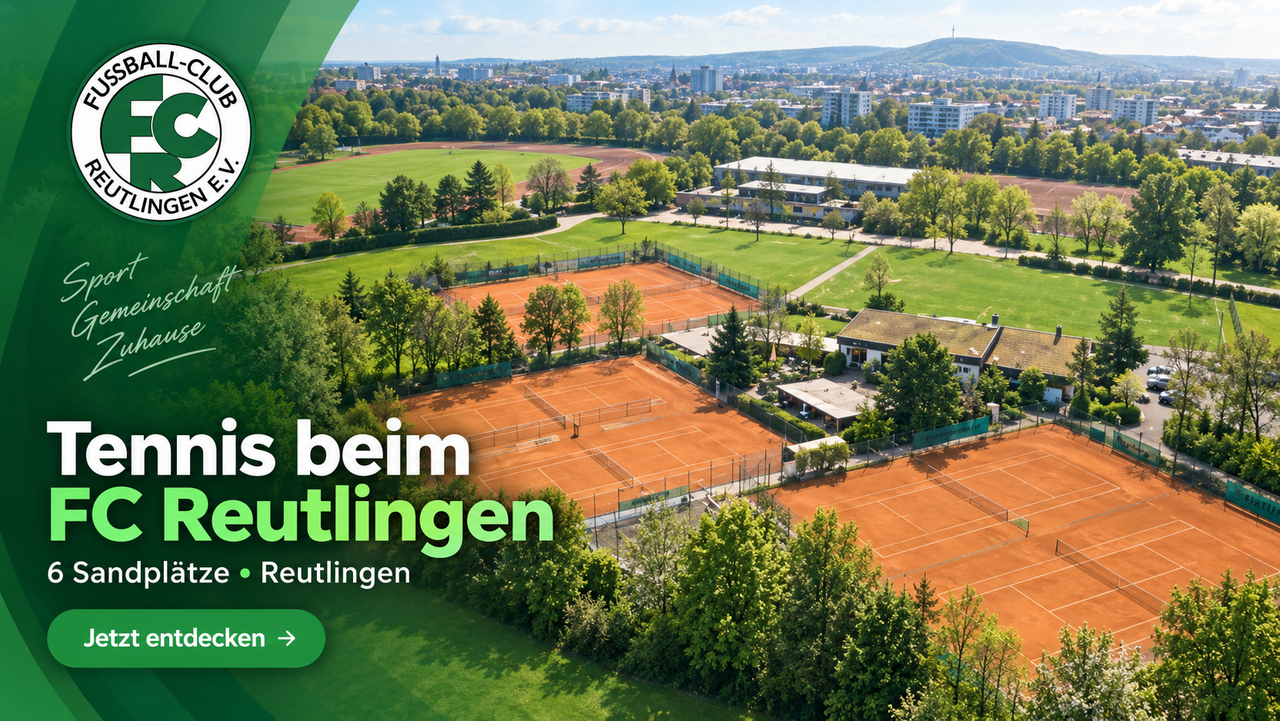 Luftaufnahme der sechs Sandplätze der Tennisabteilung des FC Reutlingen in Reutlingen